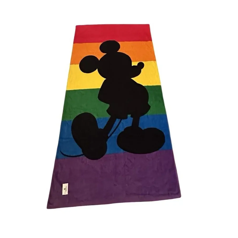 Disney Parks Rainbow Mickey Mouse Silhouette Beach Towel New with Tags